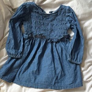 GAP Blue Smocked Long Sleeve Denim Dress, 2T, worn once ! EUC